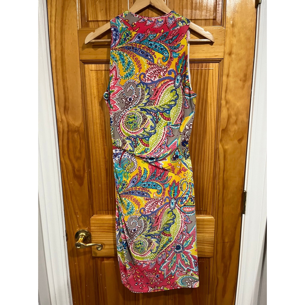 Lauren Ralph Lauren Rutched Maximalist Paisley Colorful Shift Dress Size 4 - Picture 3 of 5